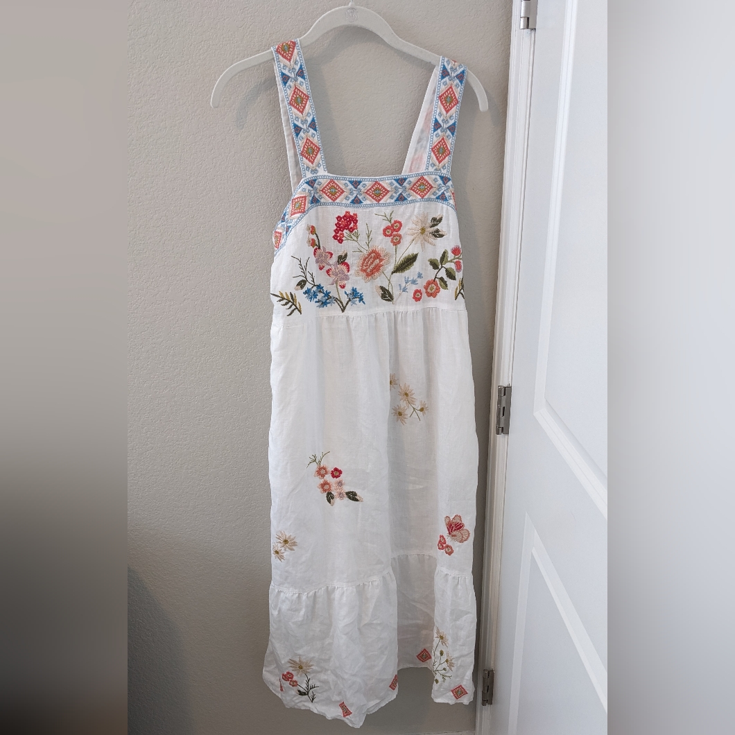 Small Johnny Was Los Angels Catalina Square Neck Tank Dress Linen